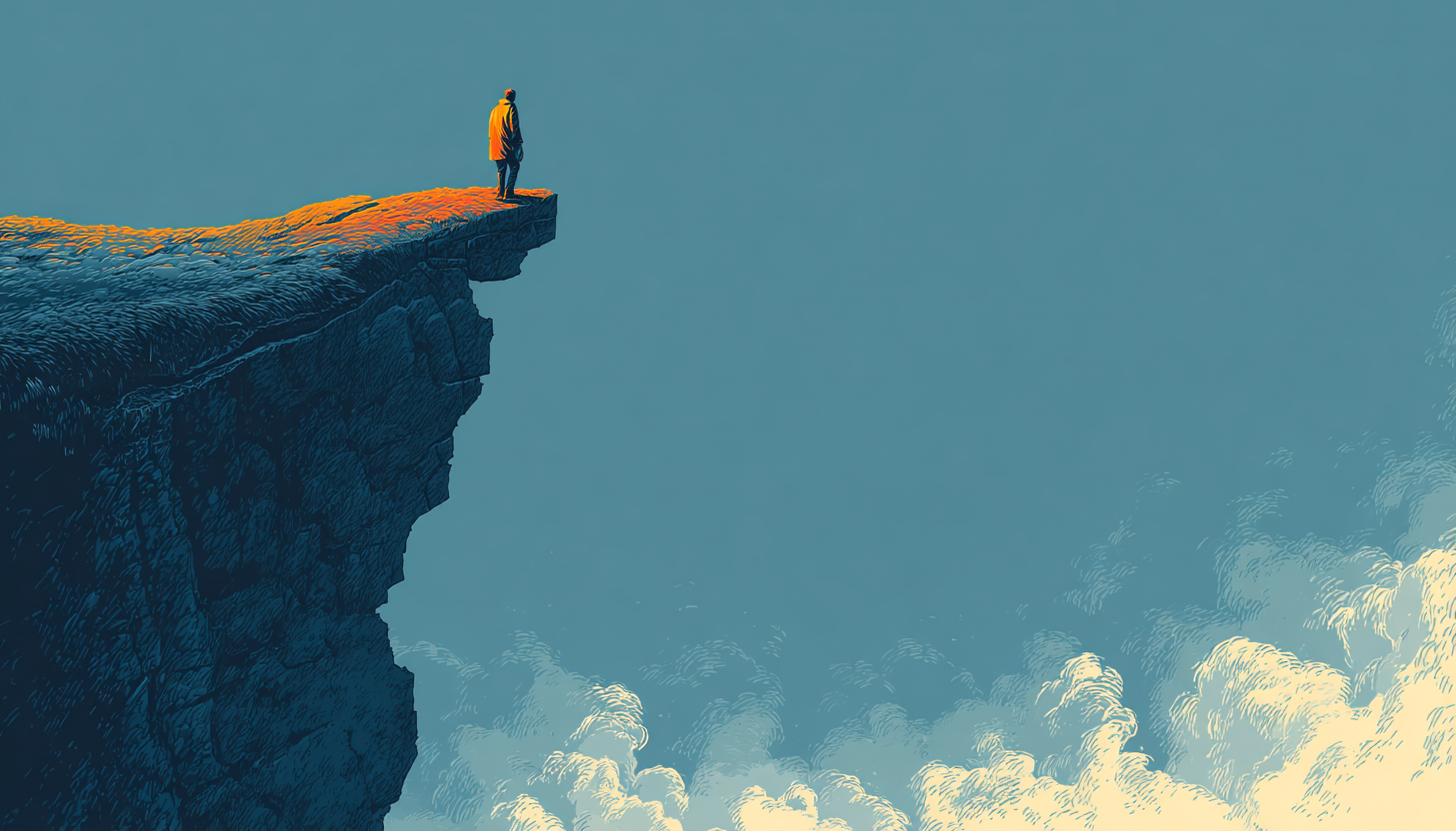 person looking over a cliff