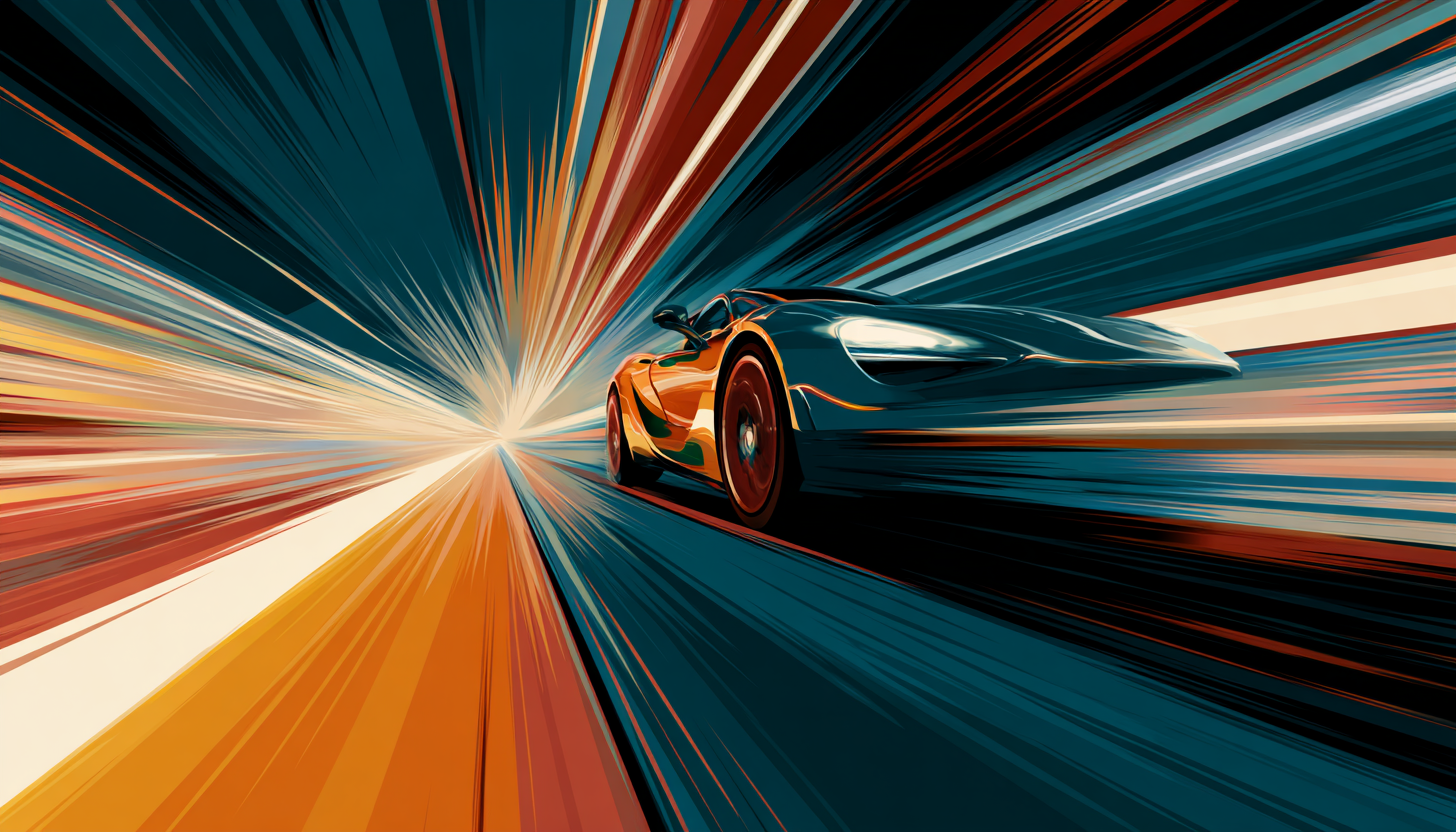 racecar speeding across broadband highway