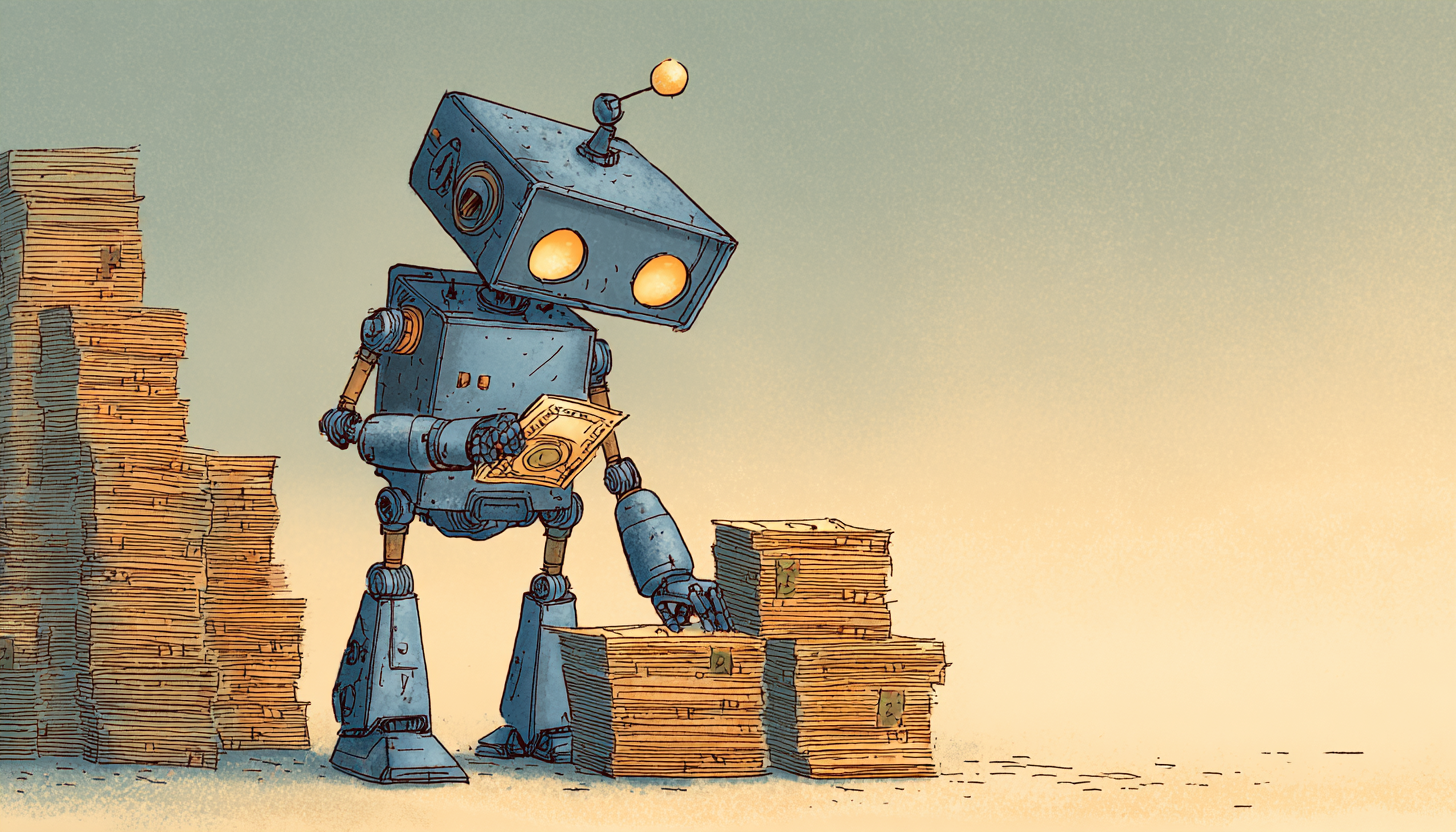 robot inspecting stack of money