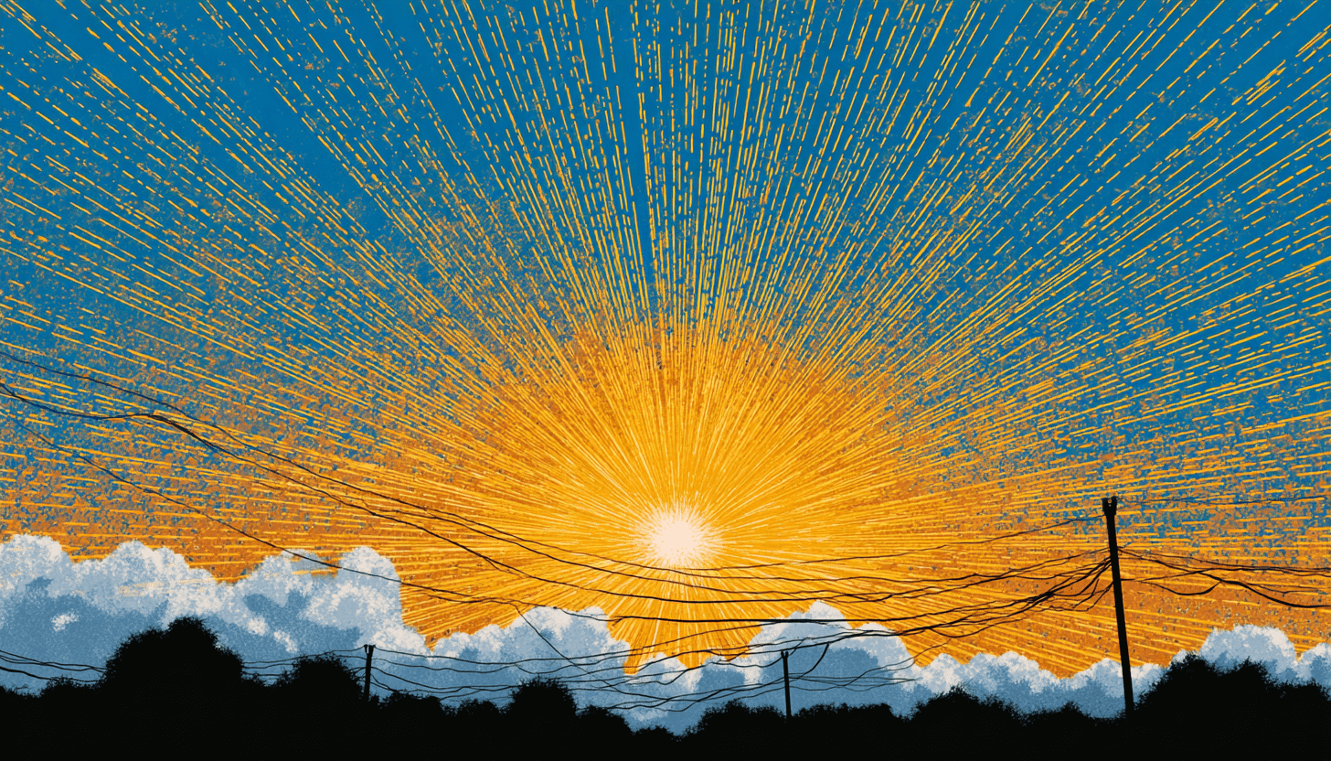 sun rising over fiber network