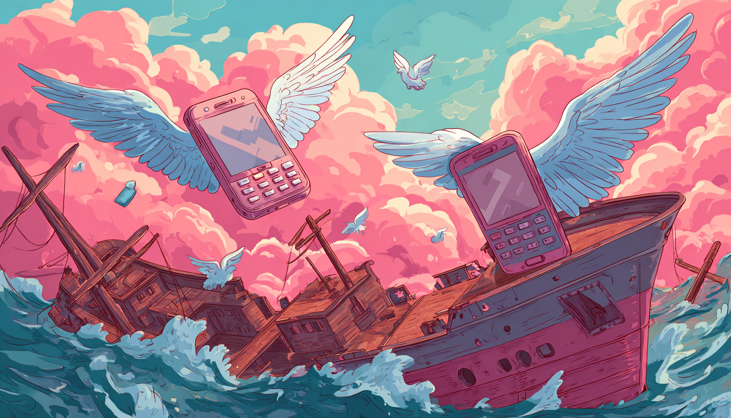 phones flying out of sinking ship