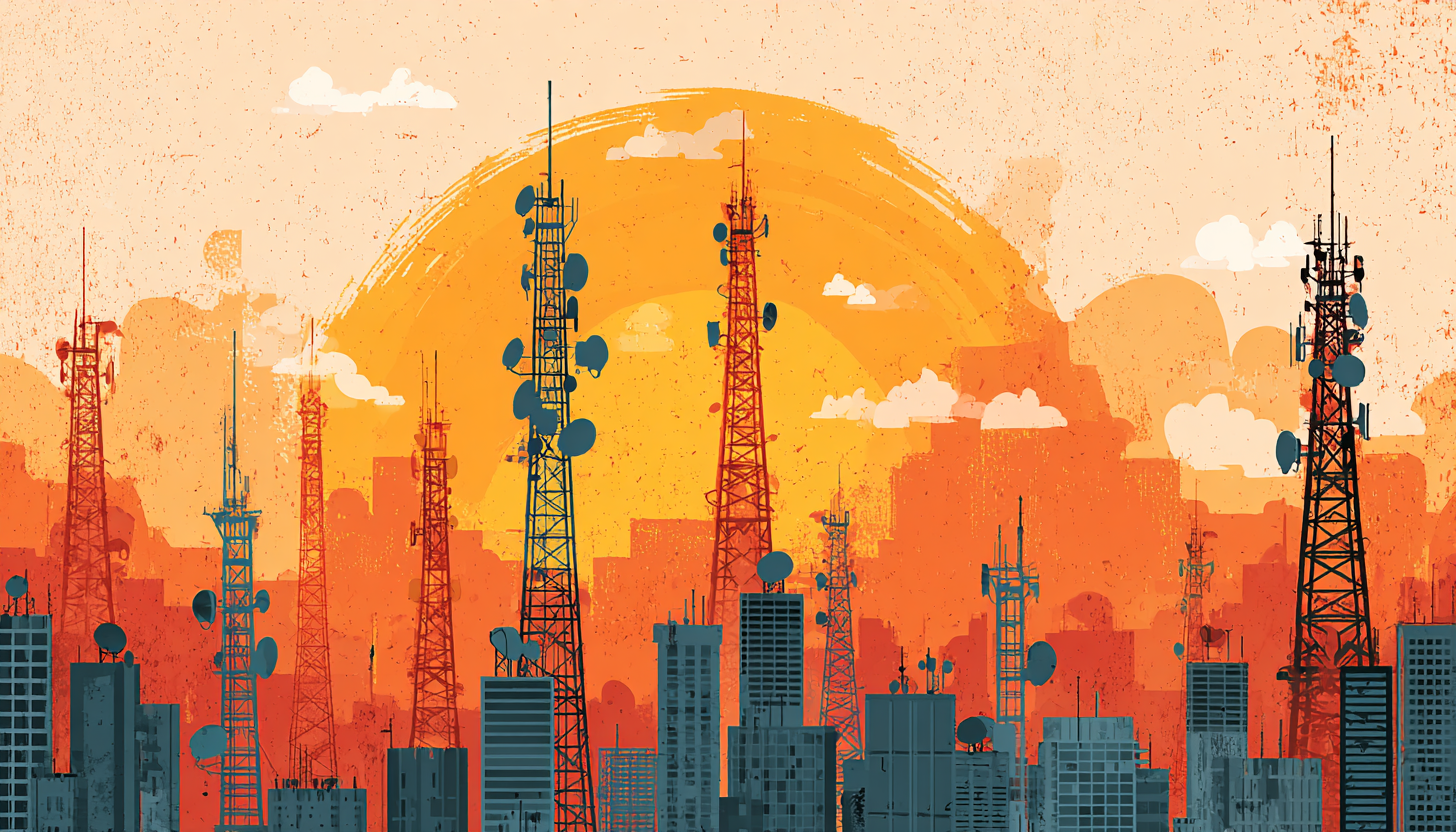 skyscrapers and cell towers