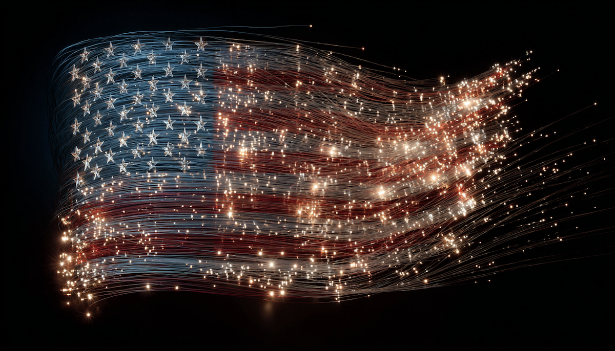 US flag made out of optical fiber America fiber BEAD
