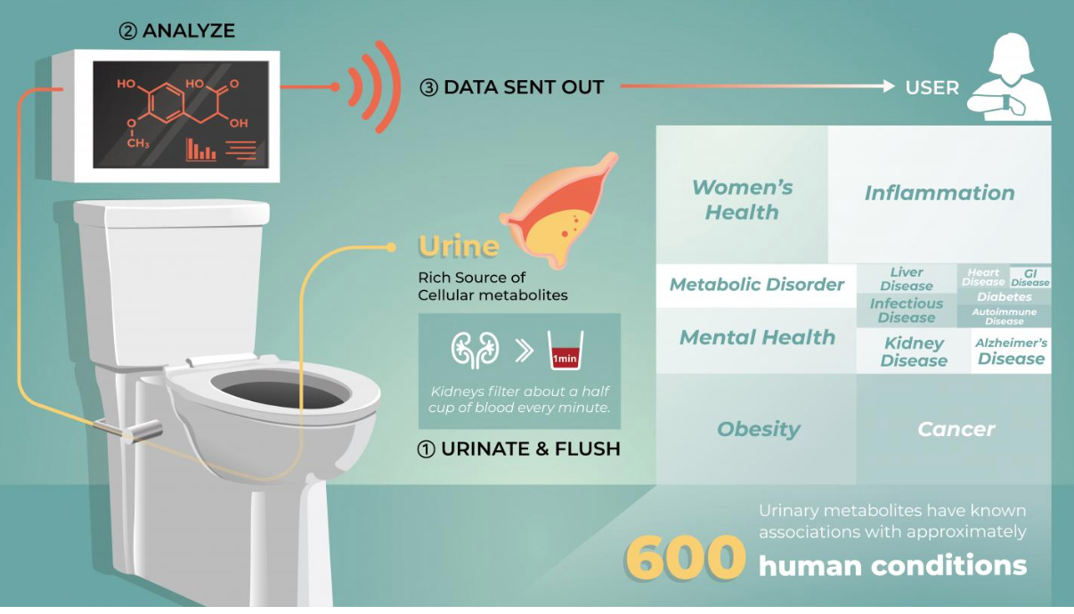 Toilet analyzes urine to monitor health