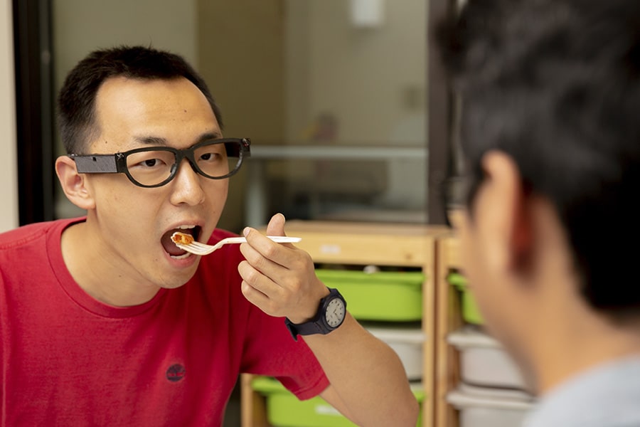 FitByte food intake sensor mounted on glasses