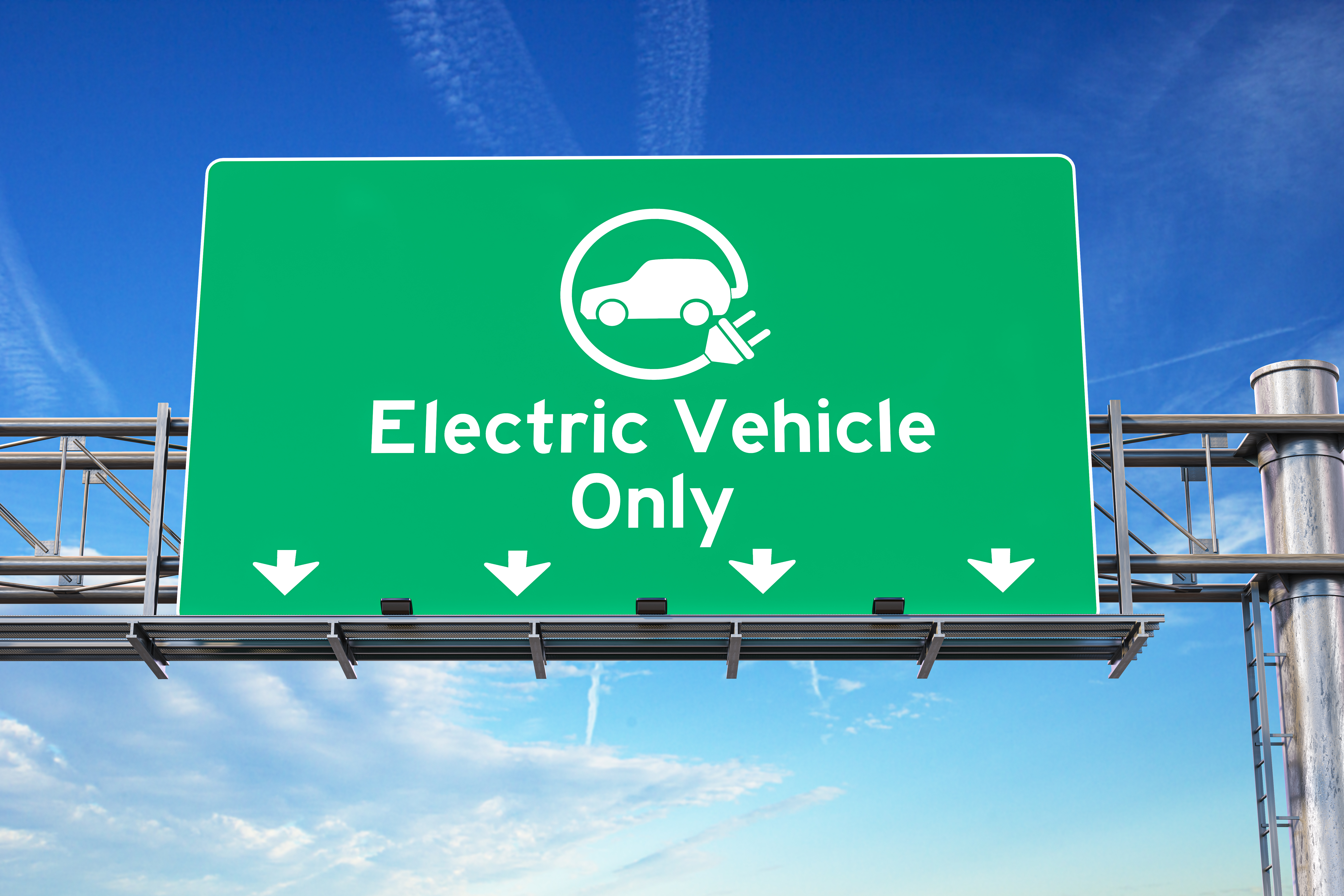 Electric vehicle only highway sign