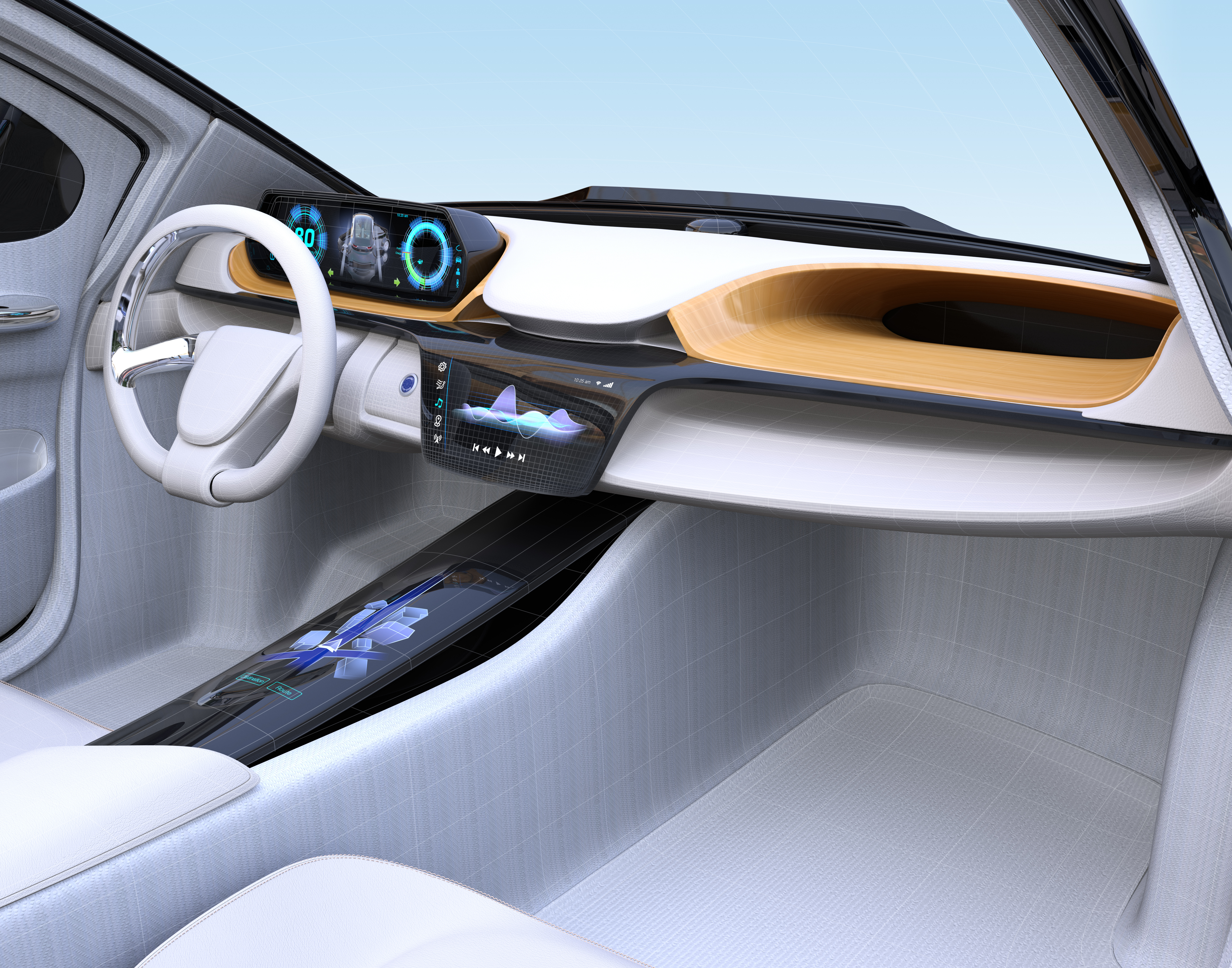 Automotive display futuristic free form format