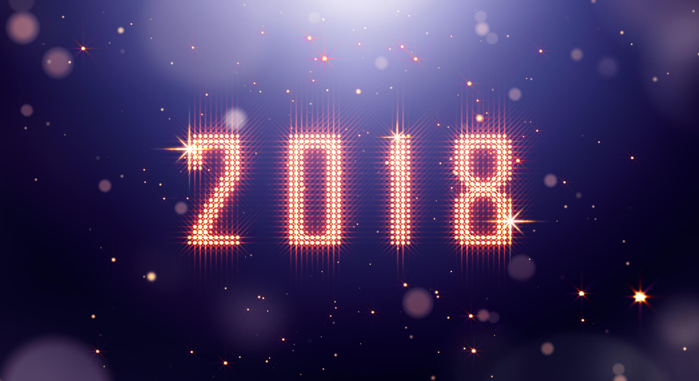 2018 Happy New Year with digital font