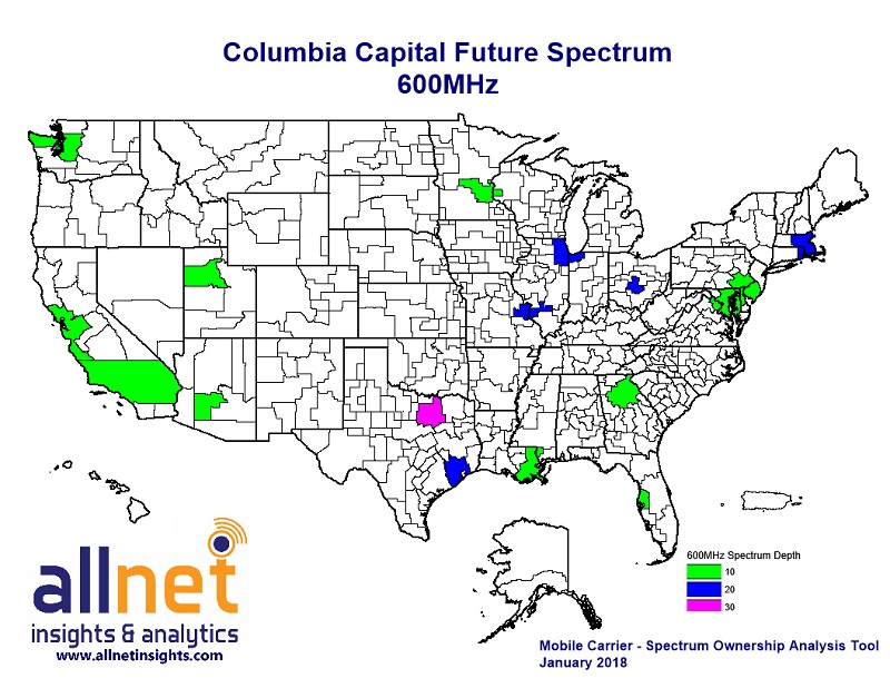 Columbia Capital possible total 600 MHz spectrum holdings Allnet Insights