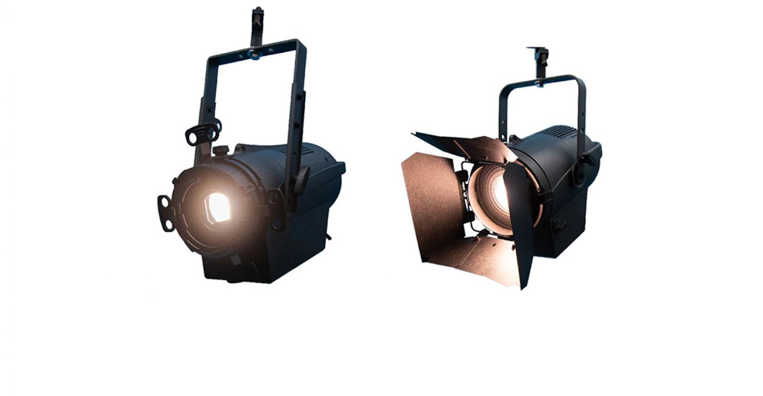 L-R - The new Leko LED Profile and Cantata LED Fresnel luminaires from Strand