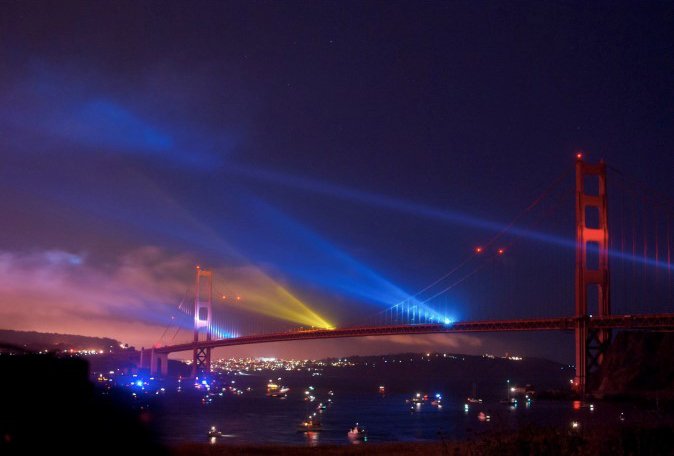 Lightswitch lighting design for 75th birthday of the Golden Gate Bridge in San Francisco, CA