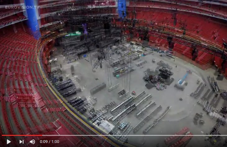 Time Lapse Building Eurovision Song Contest At The Globe Arena