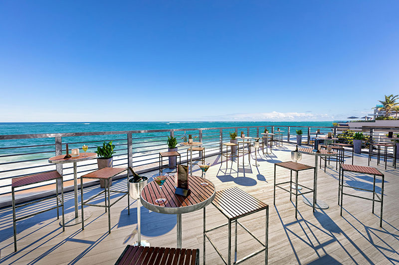 Serafina Beach Hotel oceanfront terrace