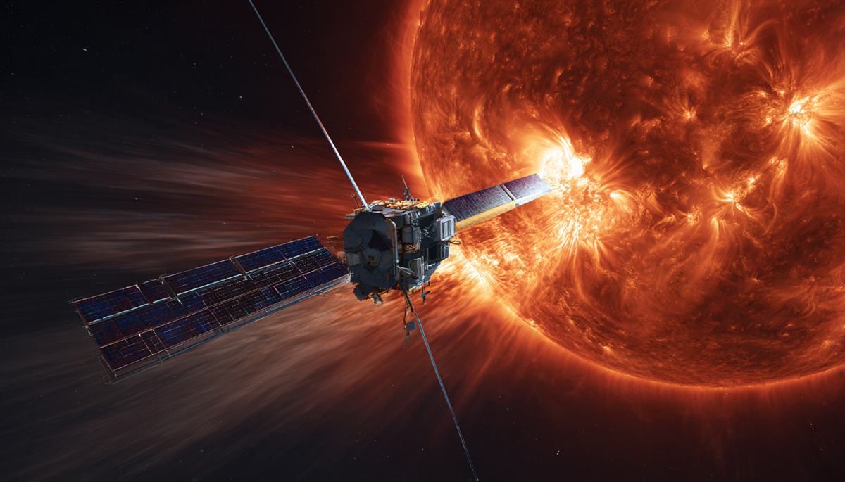 satellite in a solar storm