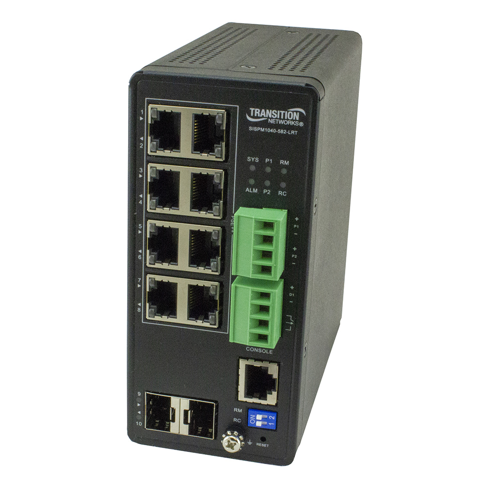 Transition Networks SISPM1040-582-LRT eight-port fully managed Power-over-Ethernet  PoE switch