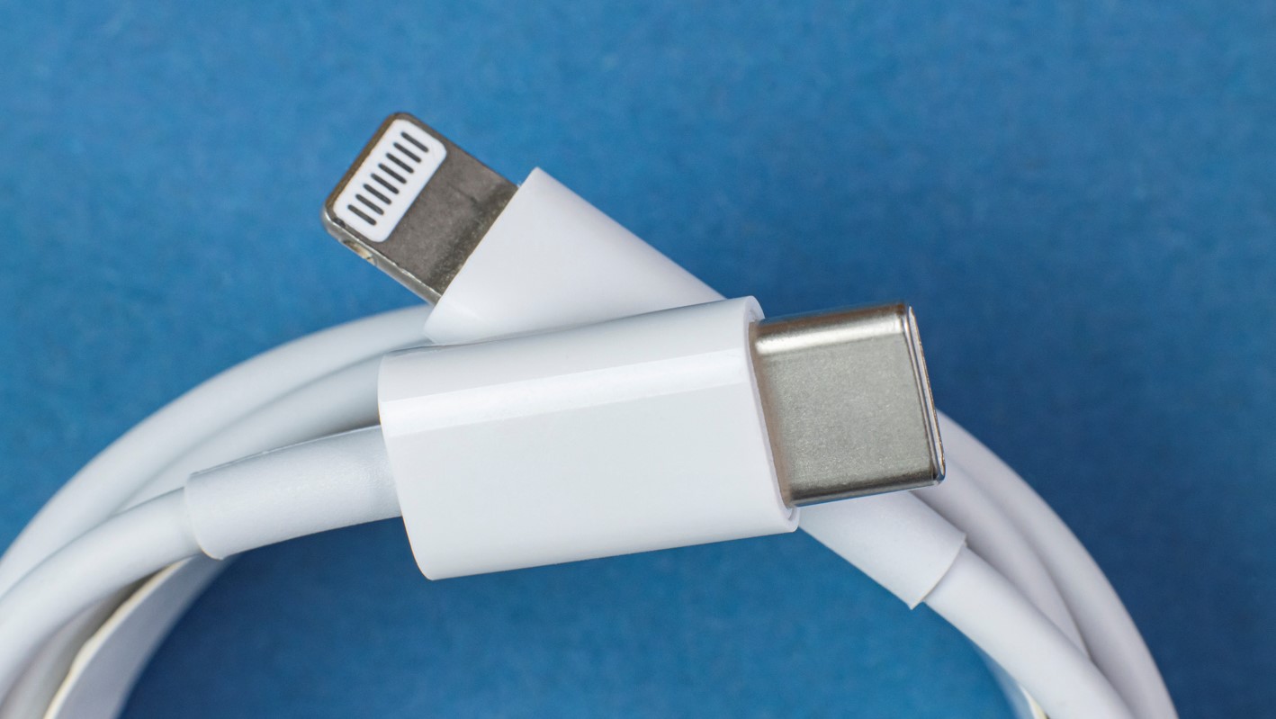 two charge cords shown usb-c and lightning