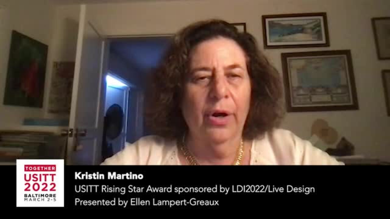 Kristen Martino Accepts 2022 USITT Rising Star Award
