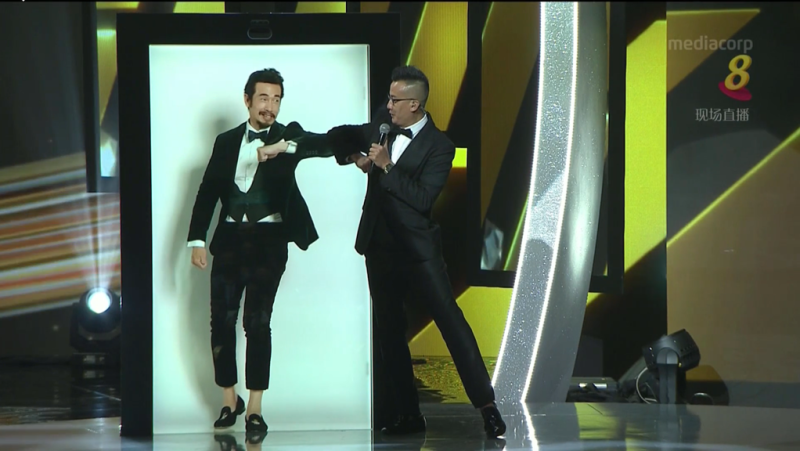 Moses Chan appears as a hologram at the 2022 Star Awards