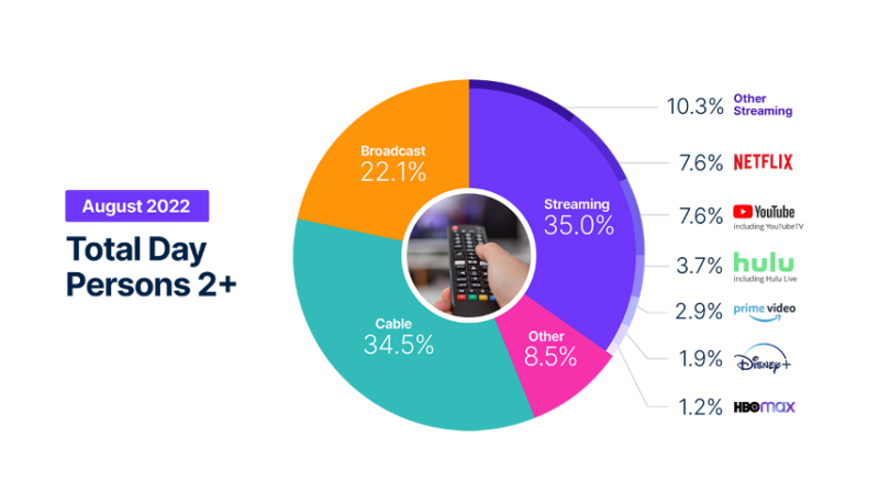 August TV viewing share 2022 snapshot