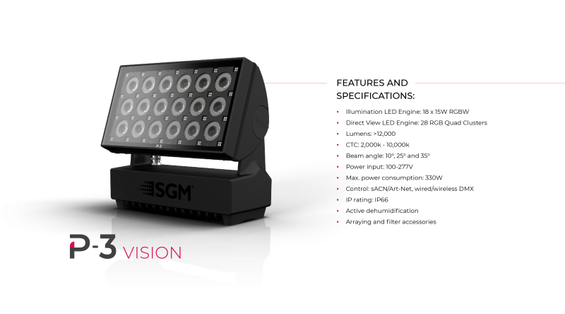 Image of the P-3 Vision from SGM Light, with text describing features.