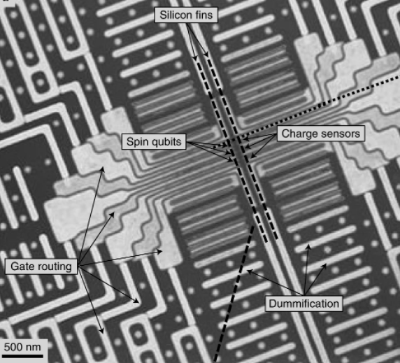bw of electron microscopy of chip showing spin qubit