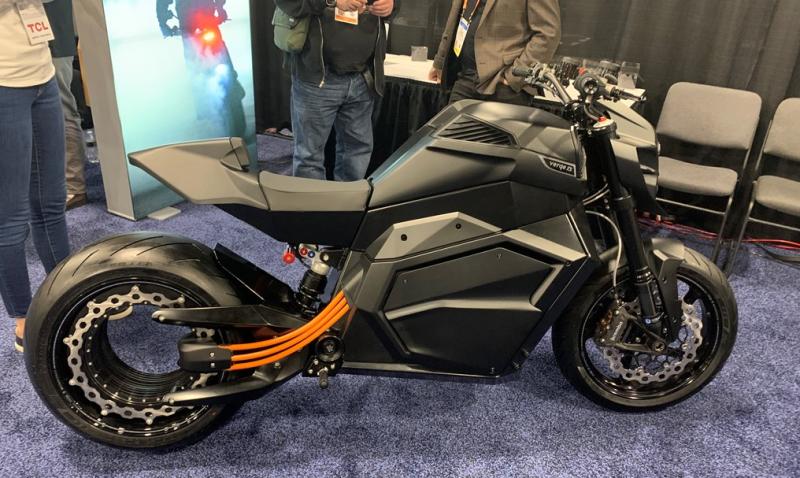 ipicture of black verge motorcycle powered by electricity
