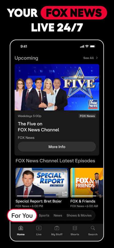 Fox One Fox News mobile screen