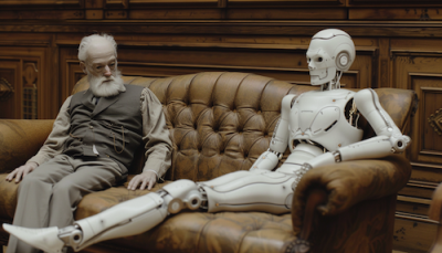 robot, therapy session, Freud