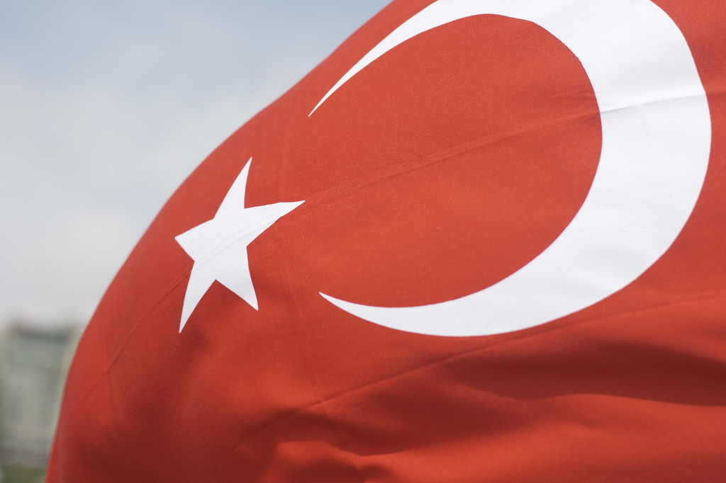 Turkish flag blowing in the wind