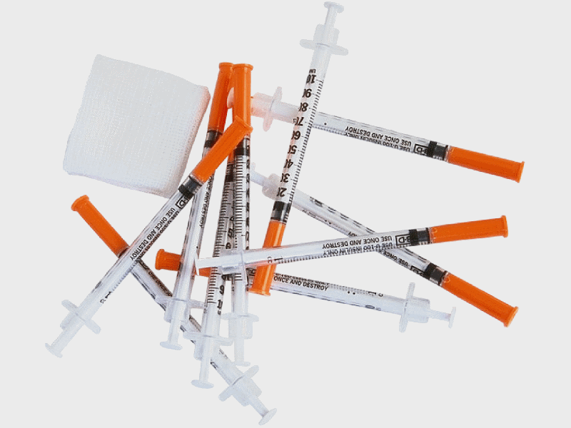 Syringes and swab