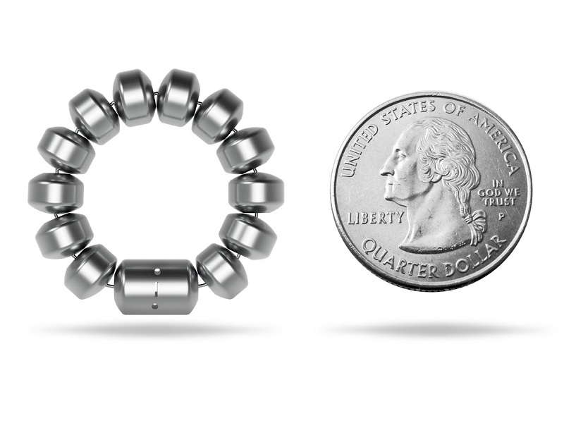 Size comparison of Toraxs Linx implant with an American quarter