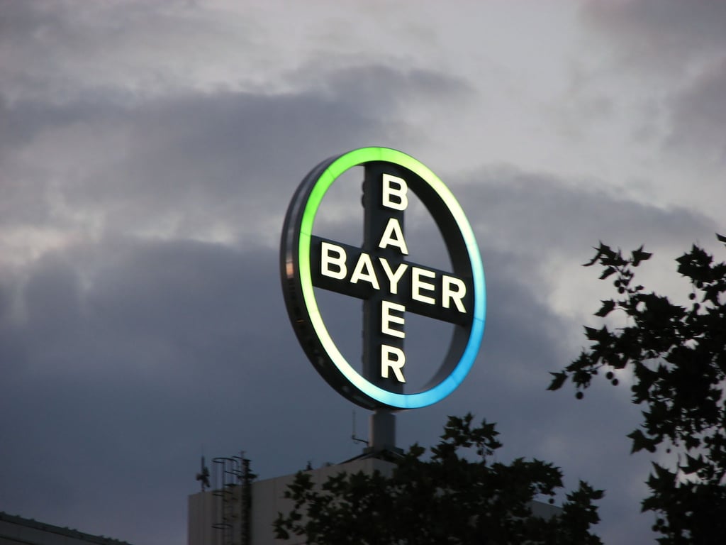 Bayer logo and dark clouds