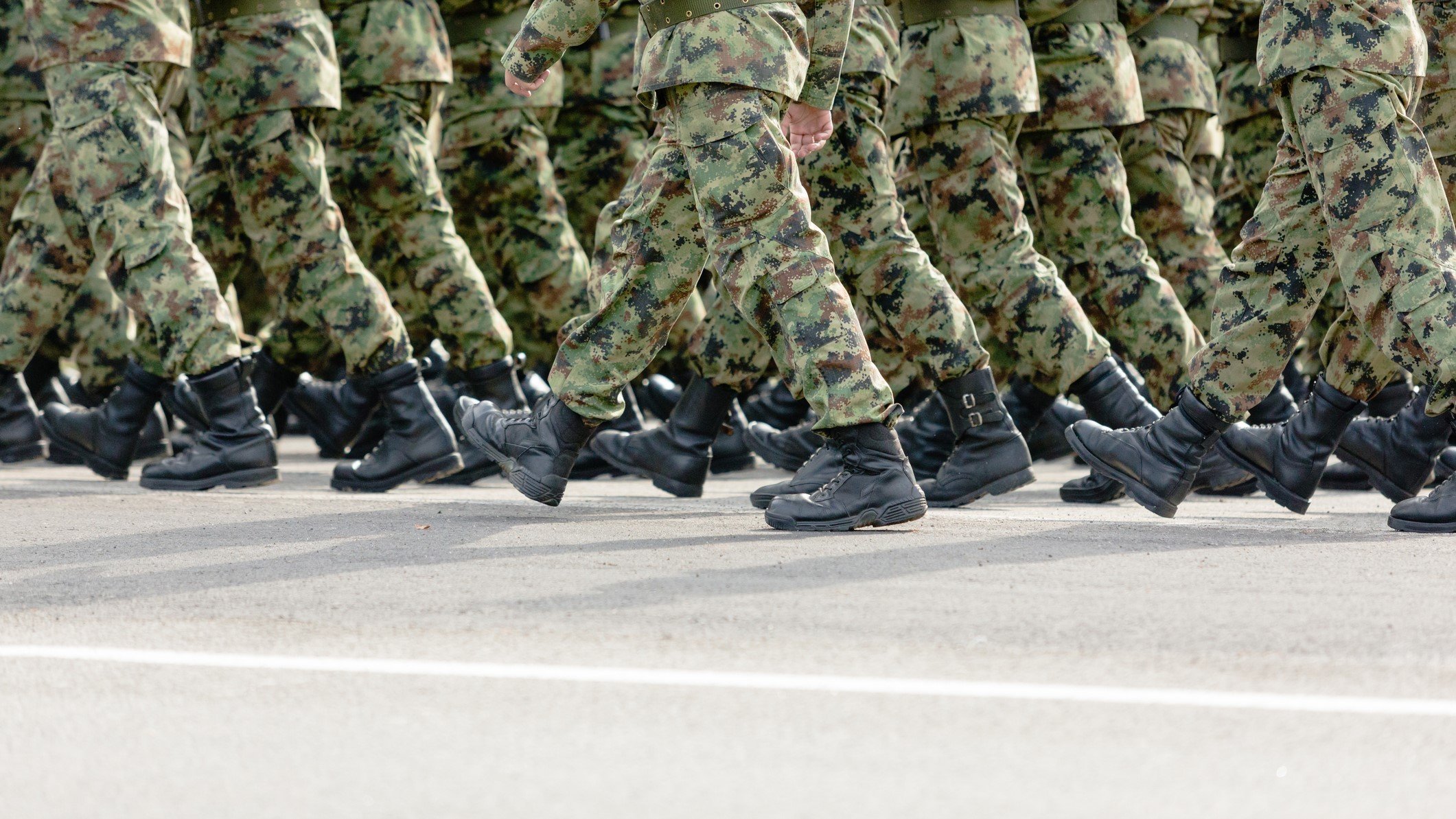 Army soldiers march marching military