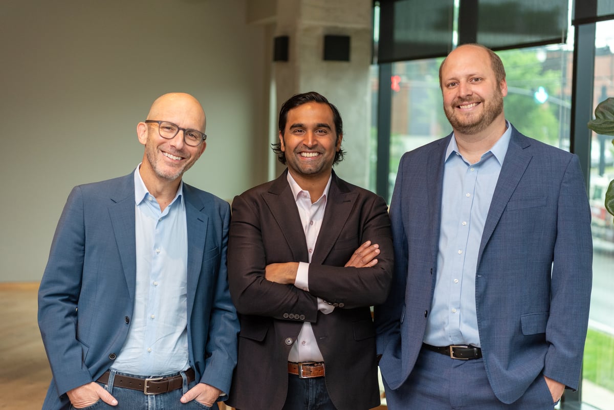 Co-founders Dr Bobby Green left Robin Shah middle and executive Brad Diephuis