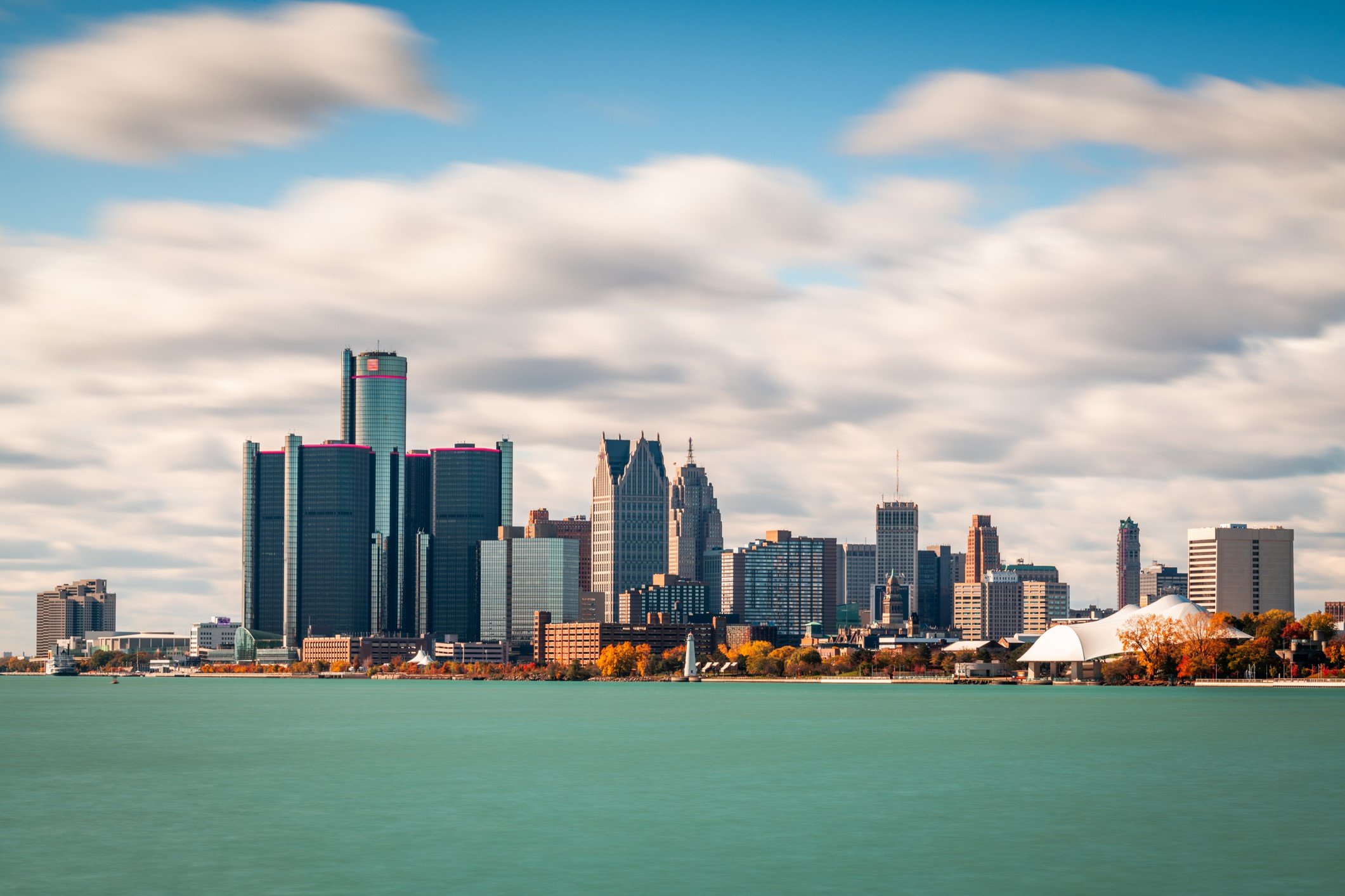 Detroit Michigan USA on the Detroit River - stock photo Sean PavoneGetty Images