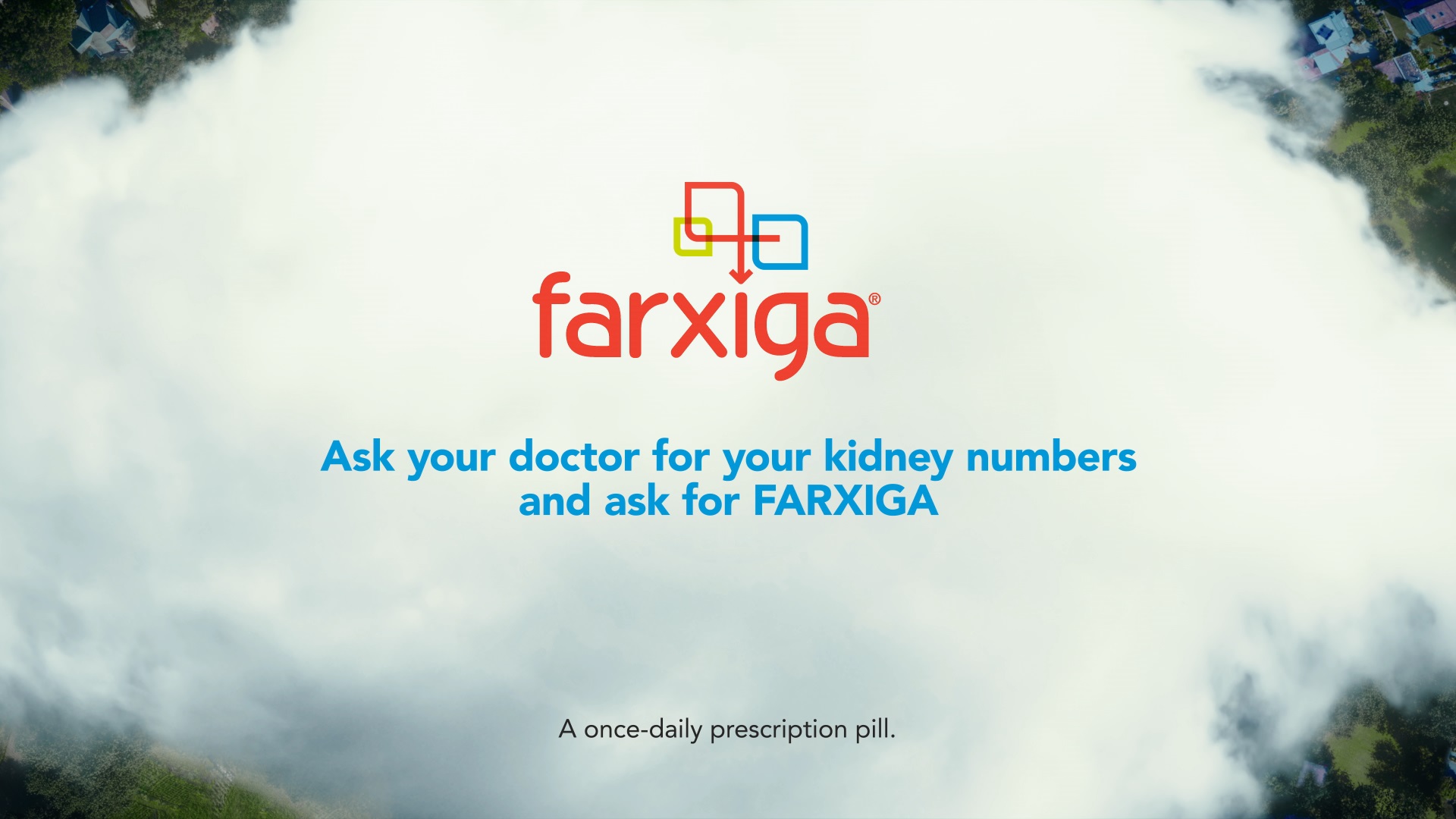 Farxiga logo on cloud background