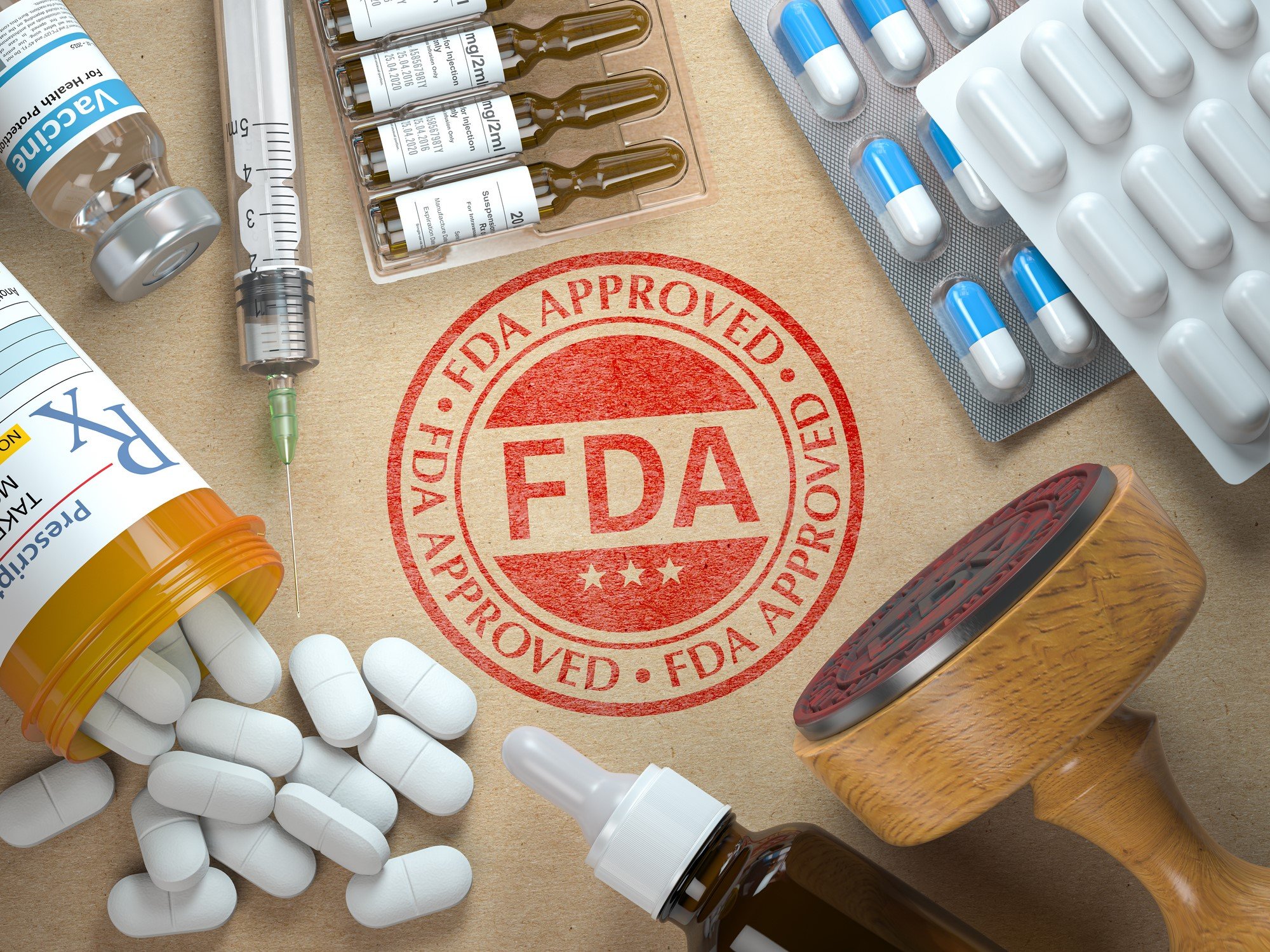 Rubber stamp with FDA and medicine - stock photo BetNoireGetty Images