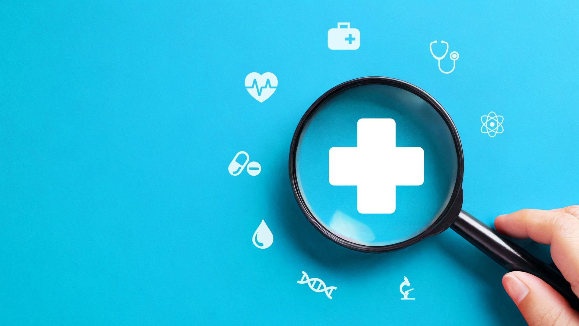 Health insurance concept with magnifying glass