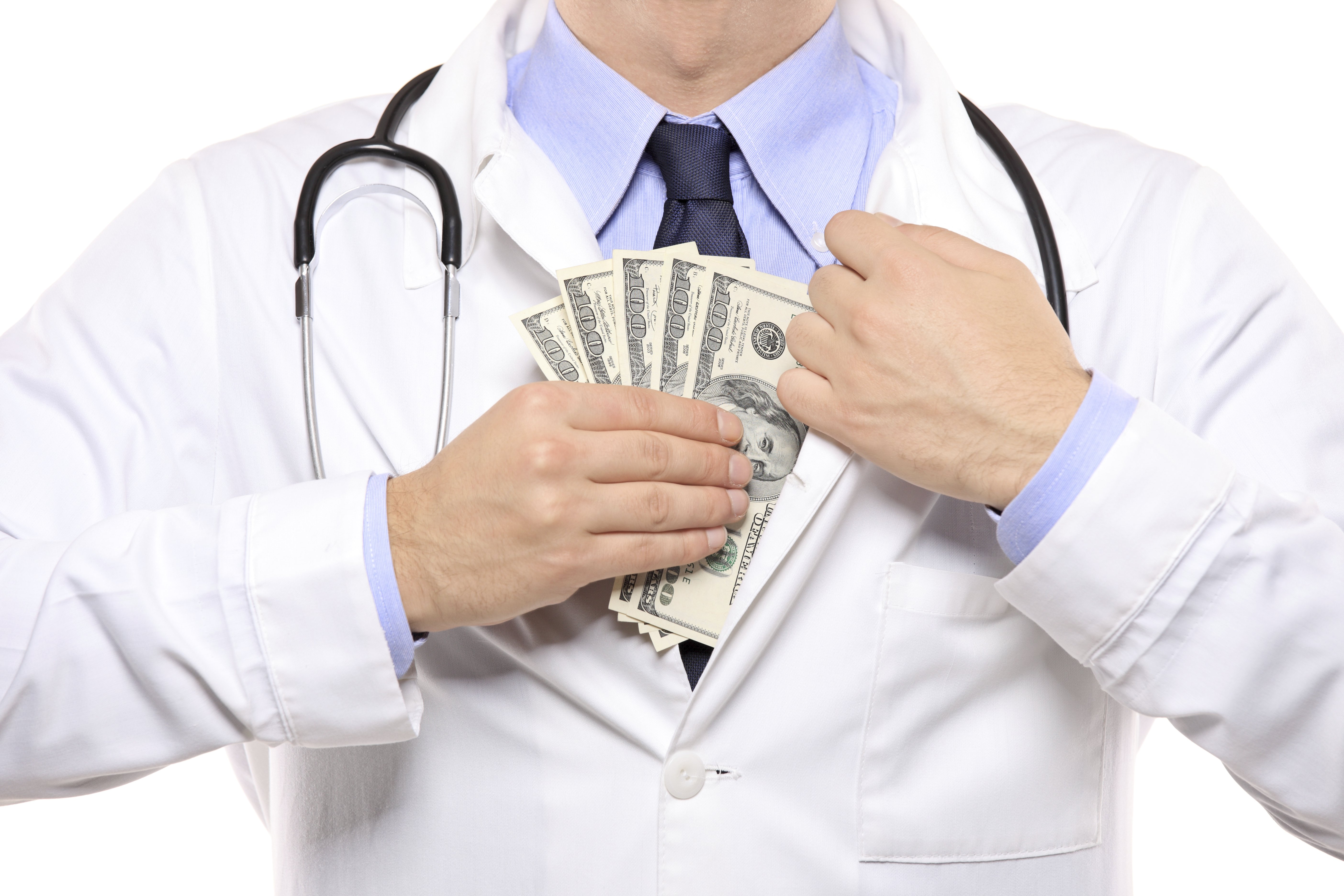 Doctor pocketing cash 