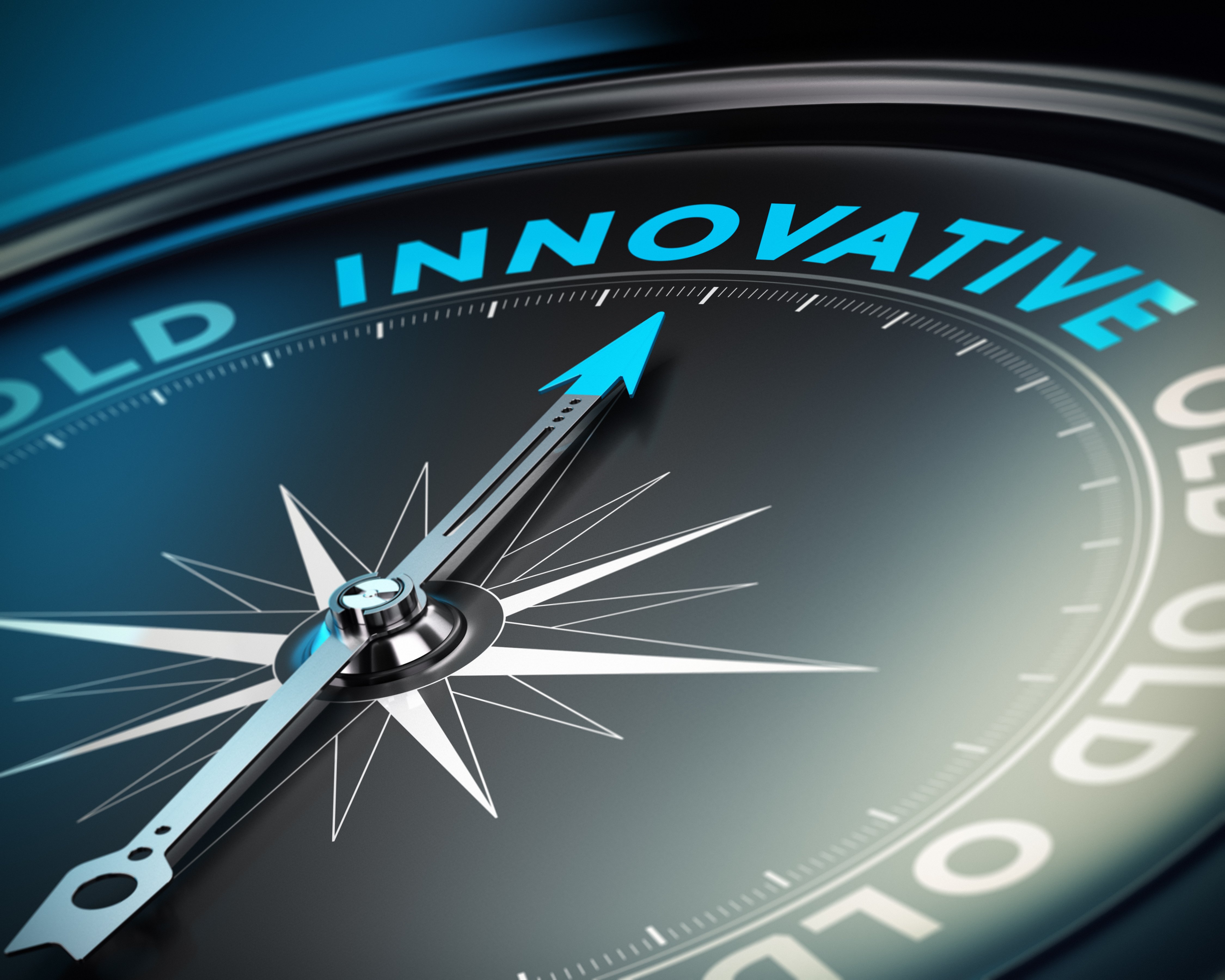 A compass pointing to the word Innovative