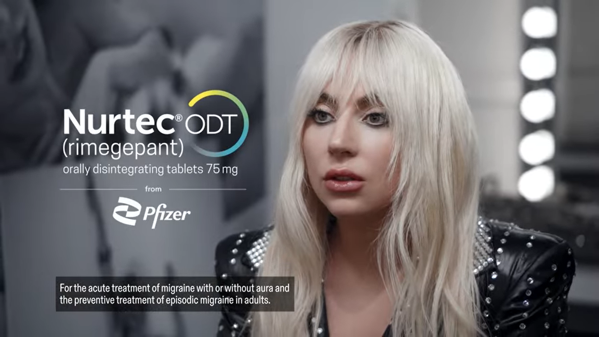 Lady Gaga 'shines' in 2nd Nurtec ODT ad for Pfizer Lady Gaga 'shines' in 2nd Nurtec ODT ad for Pfizer