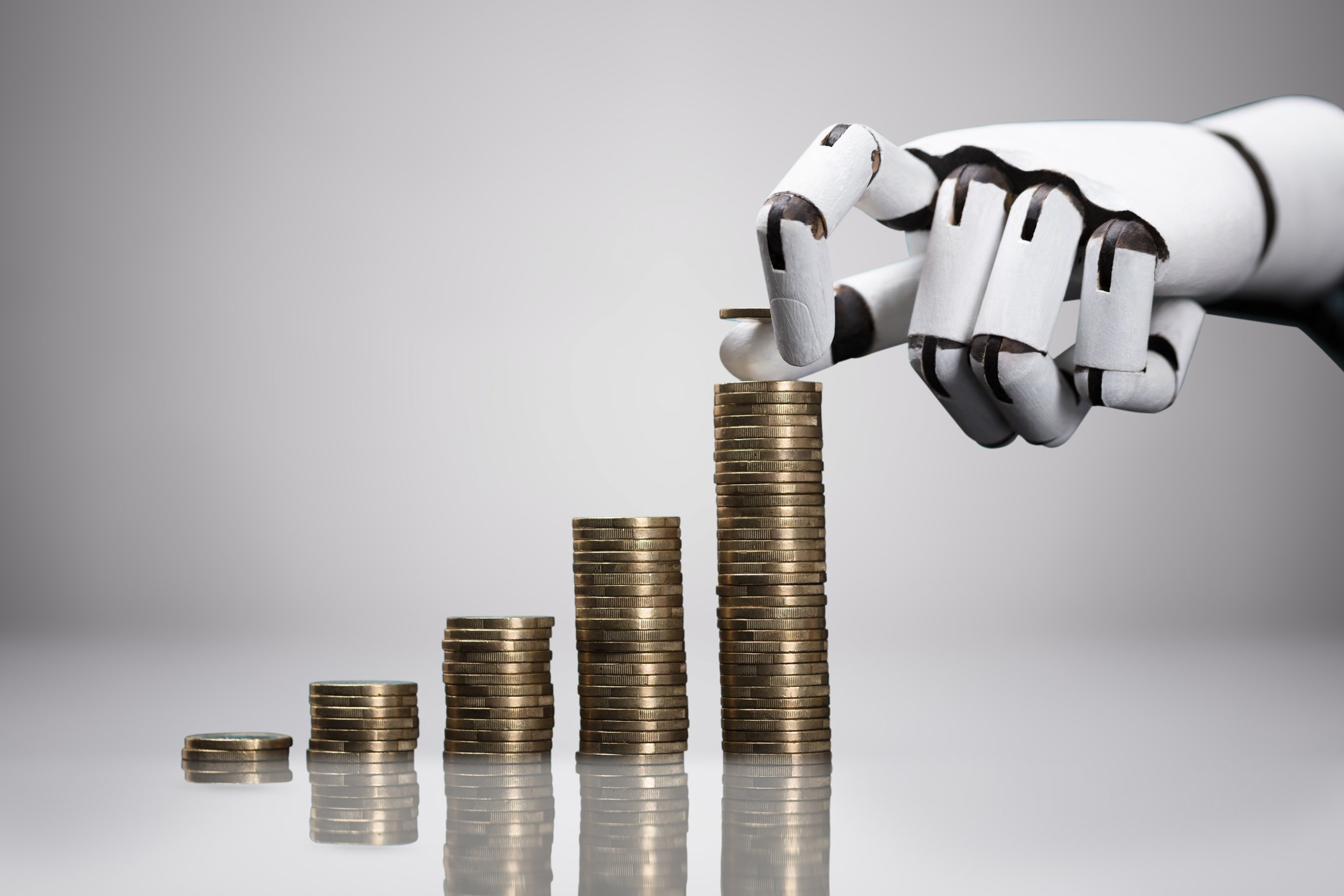 Robotic hand stacking coins