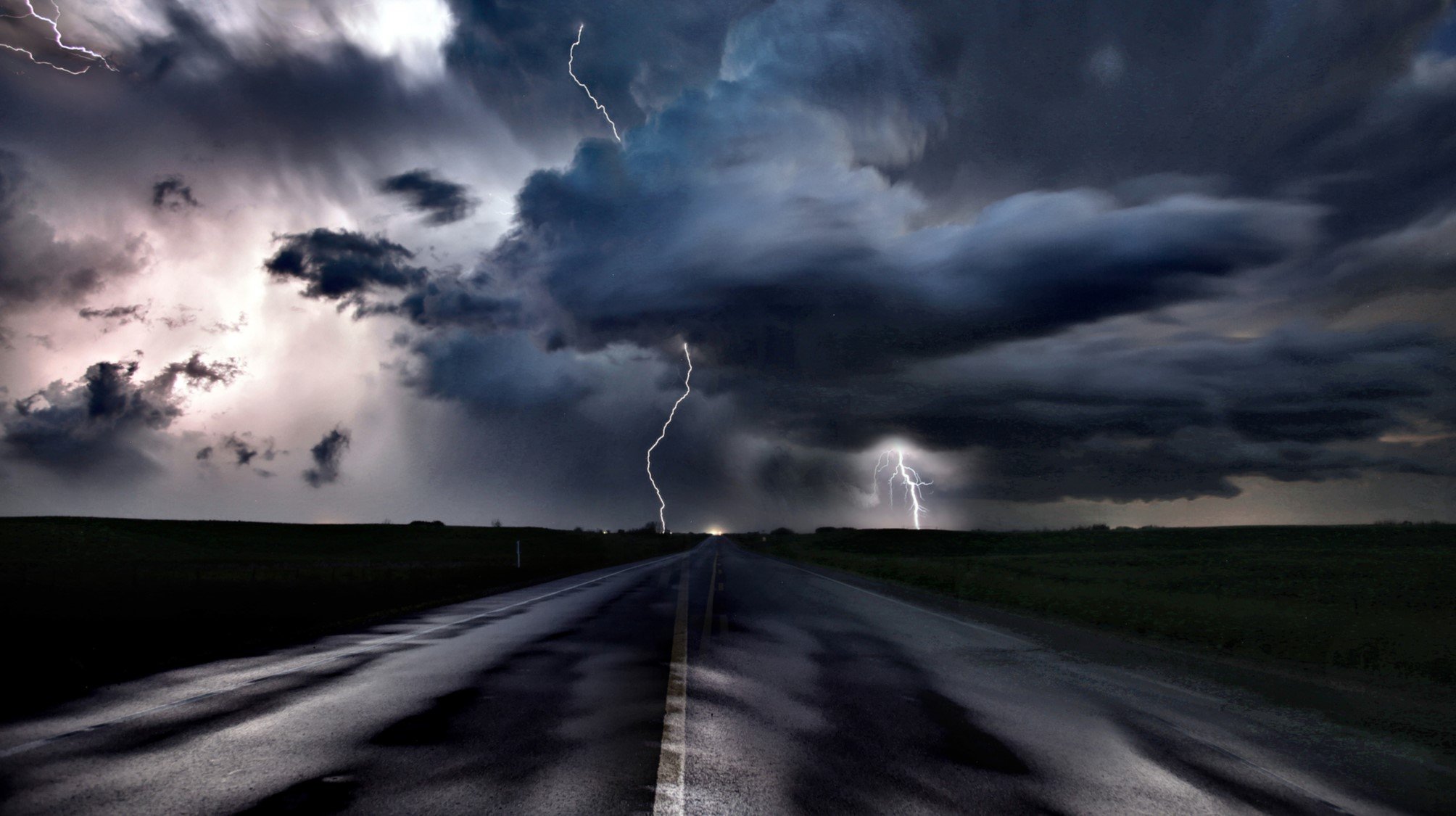 thunderstorm road