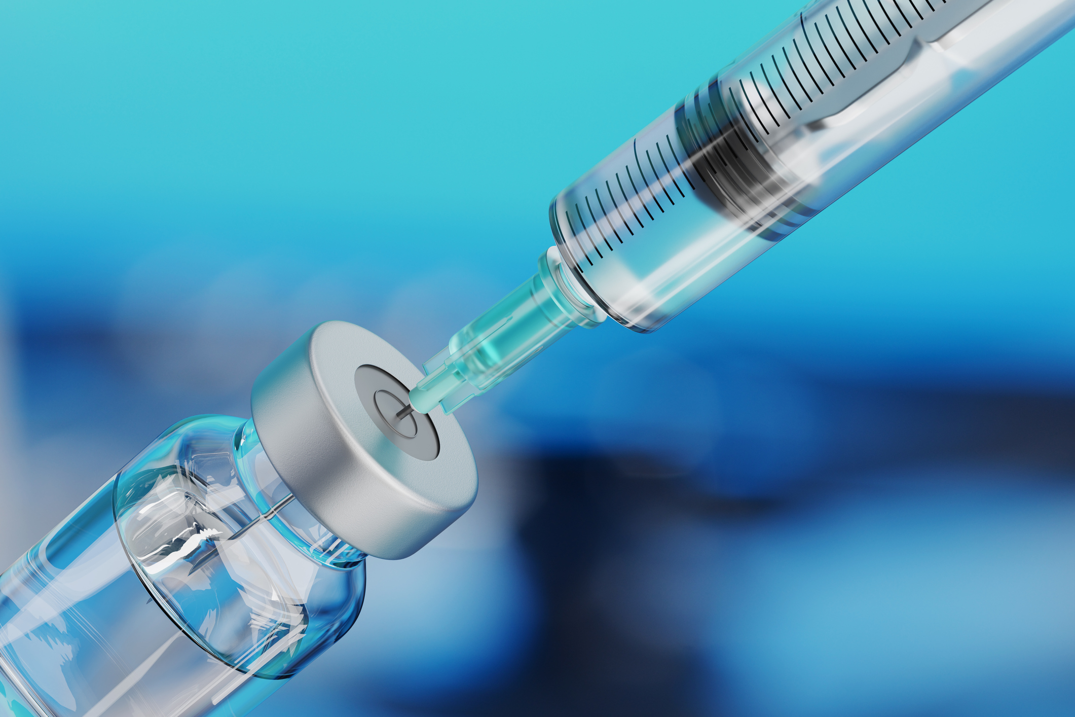 Close-up of syringe and vial