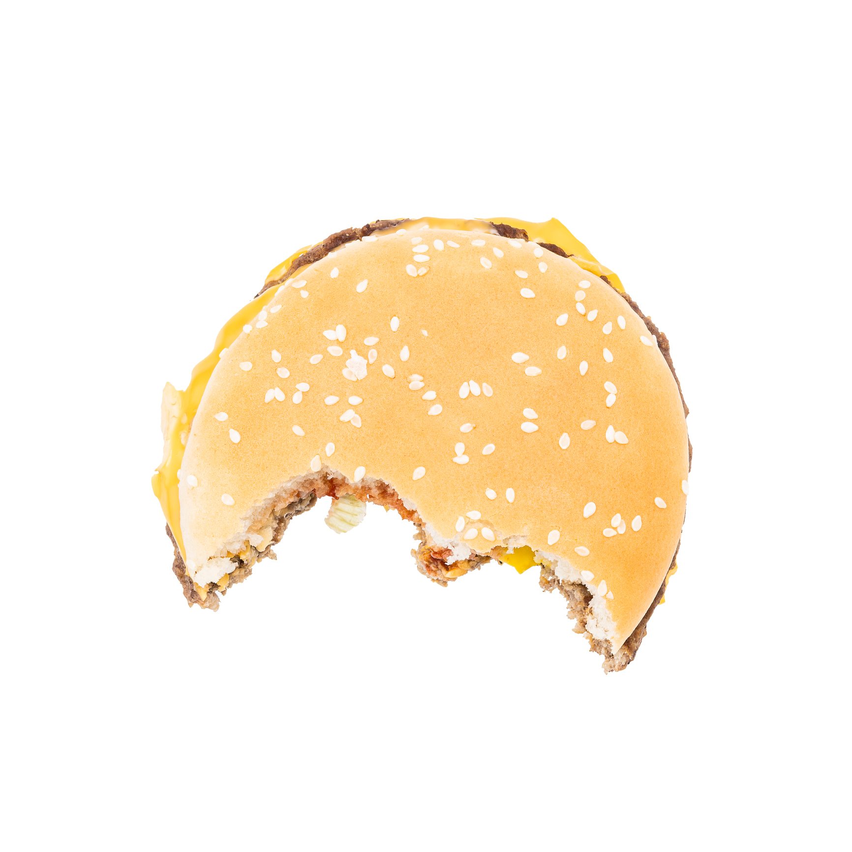 photo of a hamburger with bites taken out of it