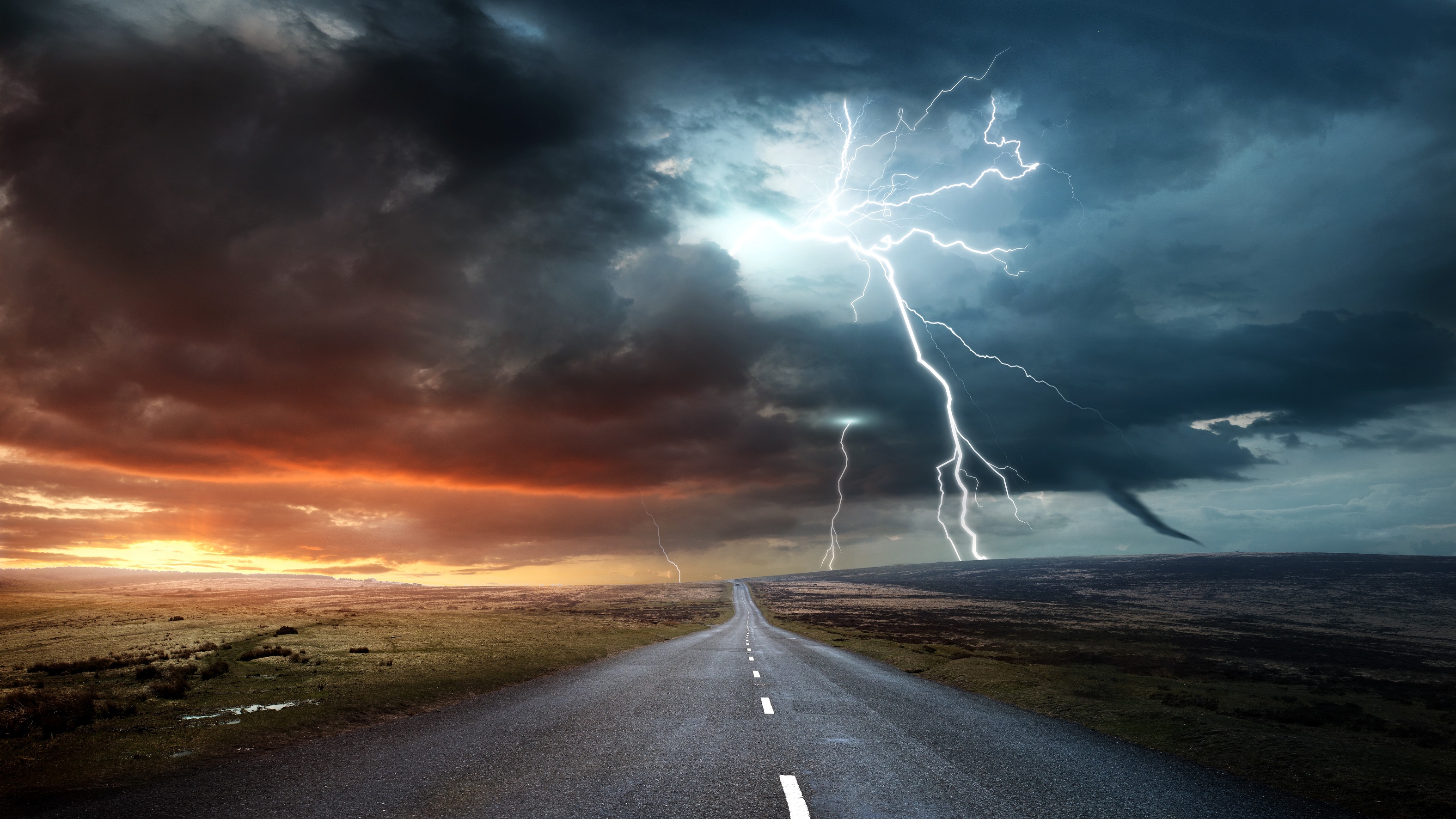storm ahead trouble road sky thunder cloud weather