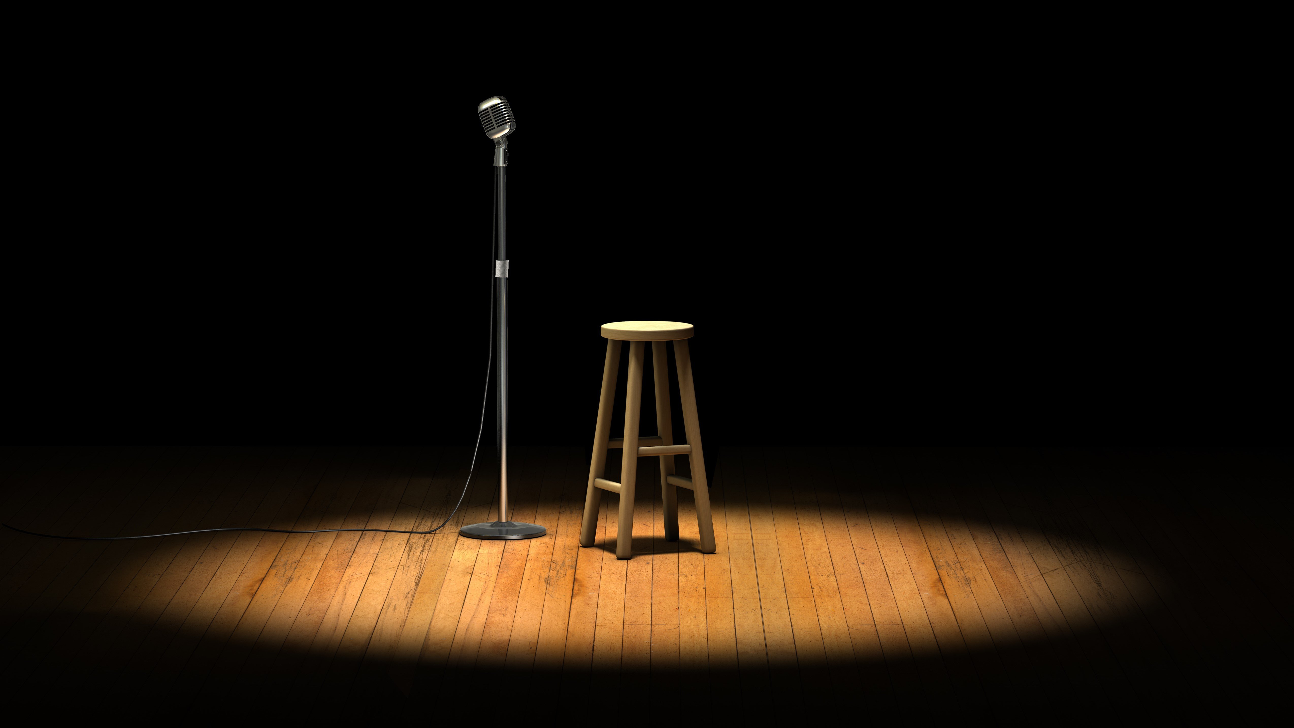 empty stage microphone floor comedy spotlight