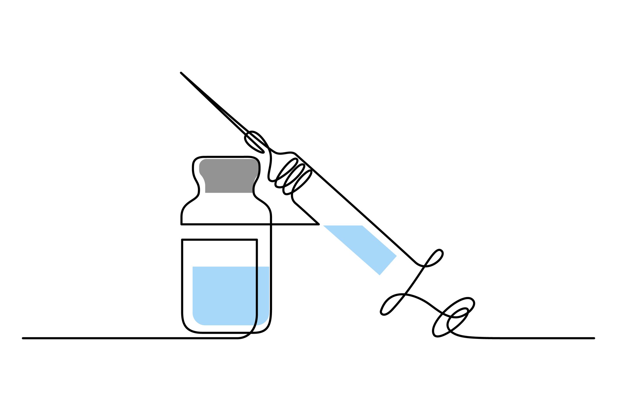 drawing of a syringe and vial