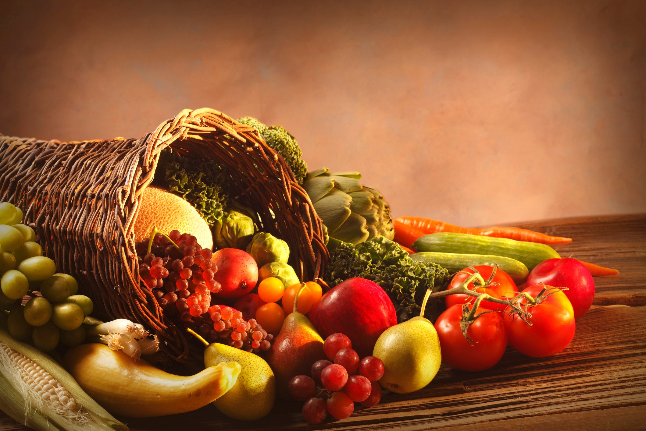 Cornucopia overflowing with produce