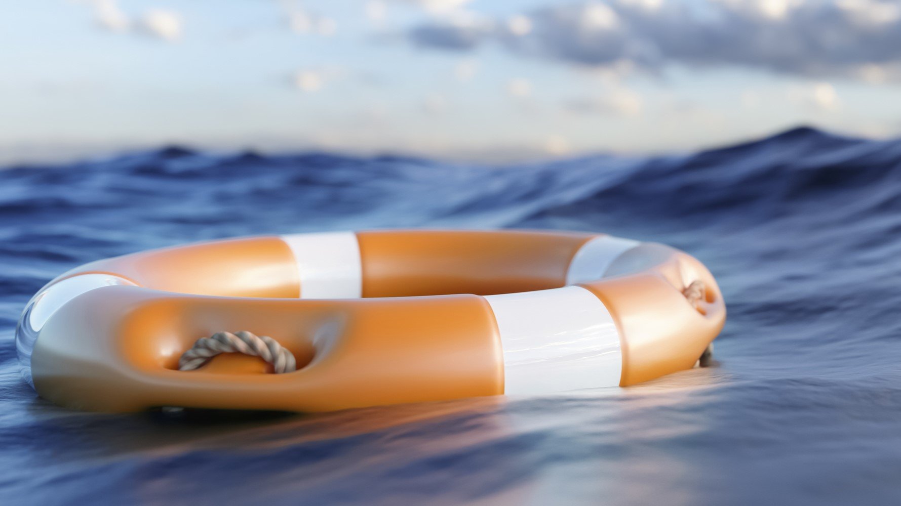 photo of a life preserver in open water